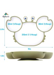 Qshare Silicone Baby Dishes For Kids Tableware Plate Non-Slip Baby Feeding Bowl BPA Free