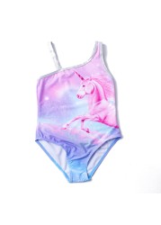 Summer Disney Unicorn Mickey Mouse Cosplay Children's Swimwear For Girls The Little Mermaid Bikini Beach Swimwear Holiday Outfit