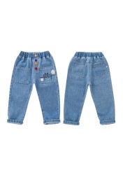 Kids Long Denim Pants Baby Jeans For Girls Spring Autumn Cartoon Jeans Baby Girl Casual Style Toddler Children Trousers