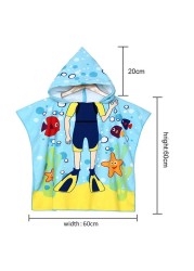 Children Cartoon Baby Hooded Cloak Beach Towel Boys Girls Kids Swimming Bath Towel Microfiber Terry Infant Bathing Wrap Bathrobe