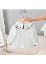 Infant Casual T-shirt Spring And Autumn Clothes Cartoon Long Sleeve White Baby Girls Bottoming Shirt Kids Tops Toddler Clothes