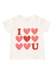 Summer Baby Girl Tshirt I Love Boys T-Shirt Letter Printed Lovely Heart Printing Kawaii Kids T-Shirt JYF