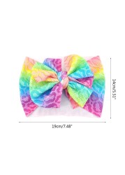 Newborn Baby Girl Big Bowknot Headband Rainbow Sunflower Print Infant Wide Hairband Toddler Turban Knotted Elastic Headwrap