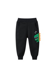 Autumn Winter Kids Pants Cartoon Dinosaur Warm Cotton Boys Jogger Pants Children Sweatpants