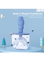 New Baby Toothbrush Children Dental Oral Care Cleaning Brush Comfortable Baby Silicone Newborn U-shaped Brush With Dust Cover