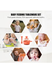 3pcs/set Silicone Baby Feeding Bowl Tableware Kids Waterproof Suction Bowl With Spoon Children Dishes Kitchen Baby Stuff