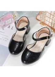 Girls paint leather shoes baby bright black leather shoes students period performance sandals shoes children princess show shoes