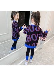 New Kids 2022 Girls Long Print Hoodies Letter Spring New Children Fashion Sweatshirts 4-12 Years