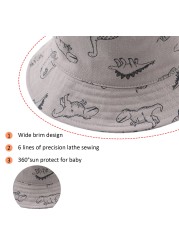 الفتيان الفتيات الربيع الصيف القطن قبعة طفل ديناصور دلو Bap الطفل الكرتون قبعة قابل للتعديل الدانتيل يصل ظلة قبعة