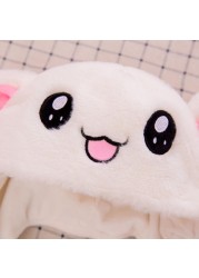 Lovely Luminous/No Light Plush Rabbit Hat Funny Play Toy Up Down Moving Rabbit Ears Air Cushion Toy Hat Girlfriend Kids Gifts 1pc