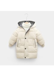 Toddlers Winter Cotton Padded Coat Long Warm Thicken Cotton Padded Long Jacket Toddler Kids Outerwear