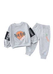 Boy's new autumn handsome sports letter printing two-piece suit