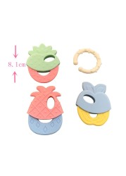 Baby Fruit Pattern Soft Rubber Rattle Toy Teether Newborn Chews Food Grade Silicone Teething Infant Training Bed Toy Chewing Baby Toys