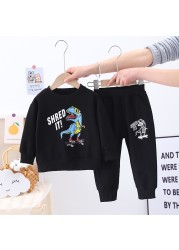 Baby Dinosuar Clothing Sets Boys Cartoon Long Sleeve Sweatshirt Tops Toddler Kids Girls Pants Suit Children Outfit