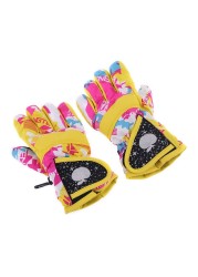 Snowboarding Gloves Winter Waterproof Warm Gloves Kids Full Finger Gloves Strap For Sports Skiing Cycling