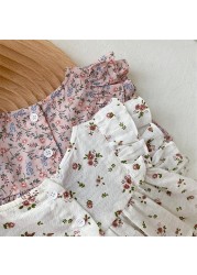 Korean Floral Children Dresses For 0-3Y Summer Cotton Girl Dress Toddler Sweet Princess Dress Toddler Baby Girl Clothes