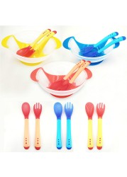 Baby Dish Set Training Bowl Spoon Cutlery Set Dinner Bowl Learning Dishes With Suction Cup Children Training Dinnerware