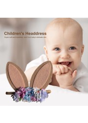 Baby Wide Bunny Ear Floral Headbands Photography Prop Lacehair Bows Bands For Babies Infant Hairbands Hair Accessories