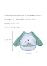 Long-sleeved waterproof baby bibs, cute animal, ergonomic curve design, burp board, smoky