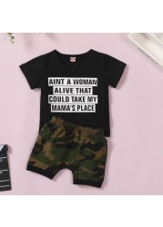 Summer Children Boy Letter Print T-shirt + Shorts Set Summer Camouflage Kids Boys Clothes Sets Baby Sets 1-3 Years For Baby