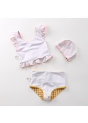 Happyflute Toddler Baby Girls Swimwear 2pcs Girls Swimwear With Cap Children Swimwear Kids Beach Wear