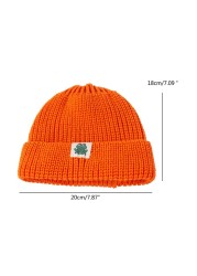 Autumn Winter Solid Color Baby Knitted Warm Hat Soft Casual Hemming Hat Kids Girls Boys Frog Label Beanies Clothes