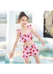 Summer Baby Girls Bathing Suit Girls One Piece Swimsuit Girls Open Back Bathing Suit Floral Ruffle Bathing Suit For Girls