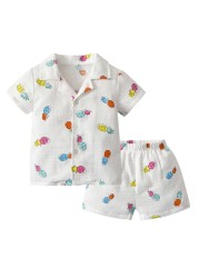 Summer Baby Girls Pajamas Set Strawberry Print Button Baby Pajamas Sets Sleepwear Kids Pajama Sets