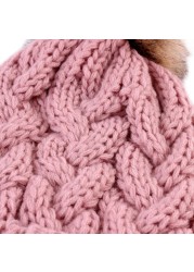 baby adult winter warm knit hat parent-child family matching hair hat kids solid color floppy hat for baby infant