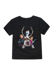 Disney Cartoon T-shirt for Boys Teens Children Summer Tops Girls Frozen Tees Anna and Elsa Cosplay T-shirt Olaf T-shirt