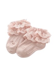 Kids Breathable Socks Cotton Lace Ruffle Princess Mesh Socks Children Ankle Short Sock Toddler Girls Kids Toddler