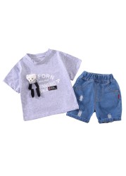 Summer Children Boys Girl Clothes Kids Cartoon T-shirt Shorts 2pcs/sets Toddler Leisure Suits Baby Cotton Tracksuit 0-5 Years