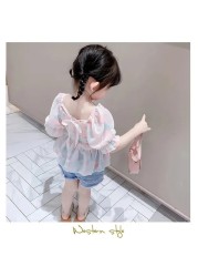 Girls Blouse Summer 2022 Children's T-shirt Girl Short Sleeve Floral Tops T-shirt Kids Fashion Baby Princess Clothes