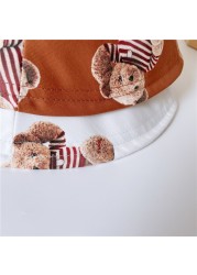 MILANCEL 2021 autumn new children's hats Korean cartoon bear fisherman hat children's thin