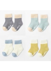 4 Pairs Cotton Baby Socks Cotton Socks Baby Boys Girls Cute Lovely Anti-Slip Socks Toddler Kids Fashion Soft Socks Autumn
