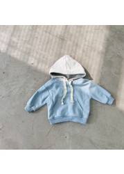 2022 Spring New Children's Casual Clothes Set Solid Little Girls Long Sleeve Hoodie Suit Baby Boys Kindergarten Clothes