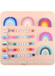 2pcs Baby Pacifier Chain Clip Rainbow Teether Set Newborn Nipple Dummy Clip Holder Silicone Teething Soother Molar Toys QX2D