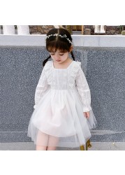 Autumn New Fashion Baby Girls Dresses Long Sleeve Chiffon Floral Princess Cute Dress Family Vacation Beach Kids Clothes 1-6 Years