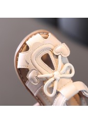 2022 Summer Baby Girl Shoes Cute Bow Cut-out Toddler Sandals Soft Bottom First Walkers Kids Beach Sandals