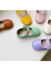 Candy Color Mary Janes 2022 Spring Autumn New Children's Small Leather Shoes Kindergarten Girls Single Flats Casual Shoes