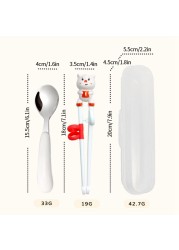 لطيف الحيوان عيدان الاطفال التدريب أدوات المائدة مع صندوق الكرتون الأطفال تعلم الصينية عيدان ملعقة مجموعات for2-6Y أواني