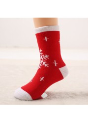 1 Pair Spring Winter Autumn Baby Girls Boys Kids Socks Children Striped Terry Snowflake Elk Santa Claus Christmas Bear