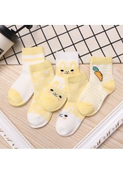 5Pairs/Lot 0-9Y Kids Socks Summer Cotton Cartoon Animal Kids Socks Carrot Girls Mesh Cute Newborn Boy Toddler Children Socks