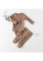 0-2Y Newborn Baby Girl Boy Clothes Set Autumn Spring Long Sleeve Cotton Pants and Pants Suit Home Wear Cute Baby Outfit