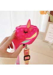 Bear Leader Unicorn Silica Gel Children Crossbody Coin Purse Portable Card Bag Push Bubble Anti-stress Reliever Fidget Toys Kids