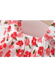 0-2 Years Short Dress Pant Two Pieces/Set Summer Baby Girls Flower Sleeveless Set for Newborn Girls Clothes Cute Big Bow