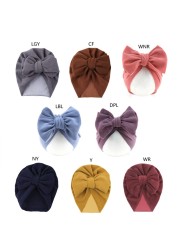 طفل كبير Bowknot الهند قبعة أغطية الرأس بلون قبعة قبعة لطيف القوس القطن مطاطا عمامة عقال للأطفال الرضع حديثي الولادة