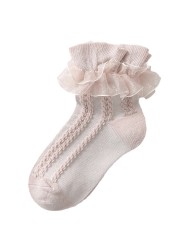 Baby Girl Socks Breathable Cotton Lace Ruffle Princess Mesh Socks Children Ankle Short Sock White Pink Yellow Girls Kids Toddler