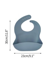 Waterproof Baby Bibs Silicone Baby Feeding Bibs Children Kitchen Apron with Pocket Infant Saliva Towel Adjustable Girl Boy Burp Clothes