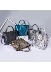 Women's Top Handle Handbag Hologram Matte Frosted High Quality Geometric Bucket Bag Feminine